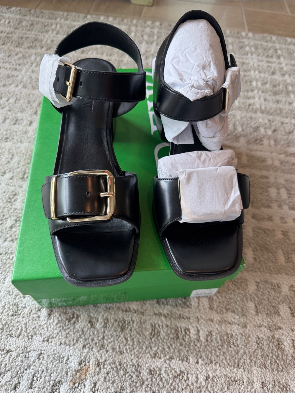 Black Buckle Strap Women's Sandals